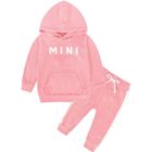 AmzBarley Enfant en Bas âge Infantile Filles Mini Lettre imprimé à Manches Longues Sweat Capuche Cordon Pantalon Survêtement Tenue