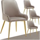 Chaises - TECTAKE - Lot de 4 chaises rembourrées AVANE aspect velours forme ergonomique et dossier haut - Taupe