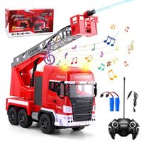 Camion de Pompiers, Camion de Pompiers de la Ville 1:24,Camion d'arrosage ,Jouet télécommandé pour Les Enfants du Service