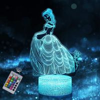 Veilleuse Princesse 3D pour Enfants - Lampe LED USB - 16 Couleurs - Cadeau d'anniversaire et de Vacances