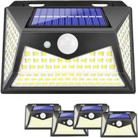 Lot de 4 lampes solaires d'extérieur étanches 118 LED avec détecteur de mouvement IP65 Éclairage sol458
