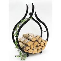 Support à bois de cheminée DanDiBo - Pour l'intérieur - Flamme noire - 78 cm