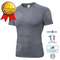 T-shirt de running pour homme à manches courtes et séchage rapide - CONFOZEN - Fitness - Gris - Respirant