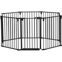 PawHut Barrière de sécurité barrière de protection cheminée parc enclos chien pliable modulable 8 panneaux avec porte sans perçage
