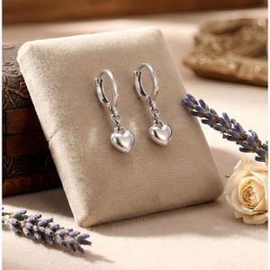 Boucles d'oreilles tout Argent 925 en forme de Coeurs - BO-AR-135
