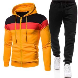 Survêtement 2 Pièces Homme - Capuche | Couleurs Contrastées | Taille Élastique | Blanc Taille M