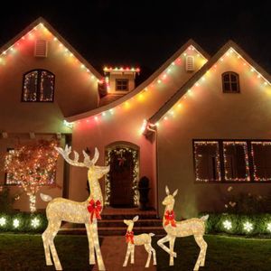 PERSONNAGES ET ANIMAUX Lot de 3 Rennes de Noël Lumineux LED, pour Maison Jardin Pelouse Terrasse 