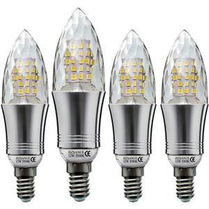 AMPOULE INTELLIGENTE Lot de 4 Ampoule LED en Forme de Bougie E14 12W, Blanc Lumière du Chaud,  Ampoule Bougie Petit Edison à Vis
