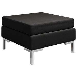 POUF - POIRE Repose-pied sectionnel avec coussin Tissu Noir Sofa Divan Canapé d'angle Panoramique Noir - 455 PLUS