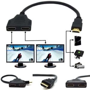 REPARTITEUR TV Adaptateur Prise HDMI Mâle vers Double HDMI Femell