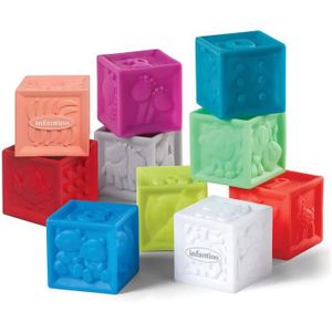 CUBE ÉVEIL Cubes souples bébés 10 pcs colorés et doux avec des chiffres des animaux et des formes pour l'exploration sensorielle et les empiler
