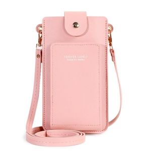 TOUT EN UN Couleur rose Sac portefeuille à bandoulière pour femmes, pochette de grande capacité pour téléphone portable,