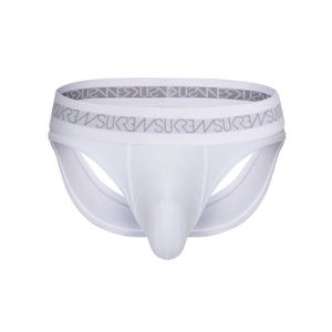 SUKREW Classic Thong String Homme Blanc – Poche Préformée Coton Élasticité Sexy