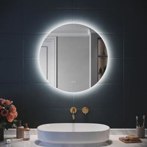 Miroir LED salle de bain rond 2712 - fonction chauffante et réglage de la  lumière - Ø 60