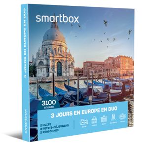 COFFRET SÉJOUR SMARTBOX - Coffret Cadeau - 3 JOURS EN EUROPE EN DUO - 3100 séjours en hôtels 3* à 5* partout en Europe