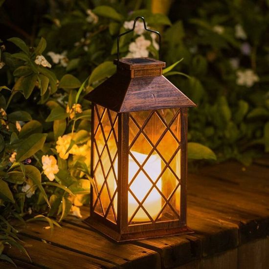 Lanterne Solaire Jardin IMAGE - LED Bougie Vacillante, 21.5cm | Auto On/off, étanche Et Sans Fil