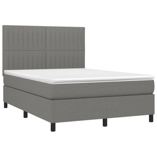 Sommier Tissu 160x200 Cm FLEX ROYAL Gris - Sommier Tapissier