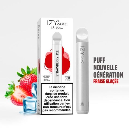 Puff Fraise Glacée - 600 puffs - 18 mg nicotine - cette puff est ...