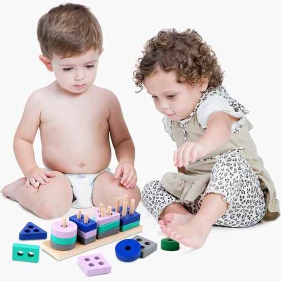 Tour Empilable En Bois Pour Enfants - Jeu D'Adresse Créatif Avec 54 Blocs Colorés Et Dé Inclus - CPA Toy Group