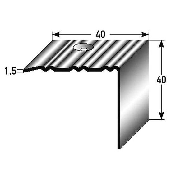 Nez De Marche Küberit Alu 40x50x2500 Mm – Noir Lisse, Percé Fraisé, Made In Germany