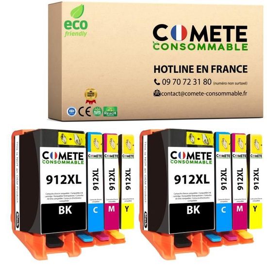 Cartuchos De Tinta Remanufacturados Para HP 912XL – 4 Unidades (Negro, Cian, Magenta, Amarillo) | Compatibles Con OfficeJet 8012, 8014, 8015, 8017