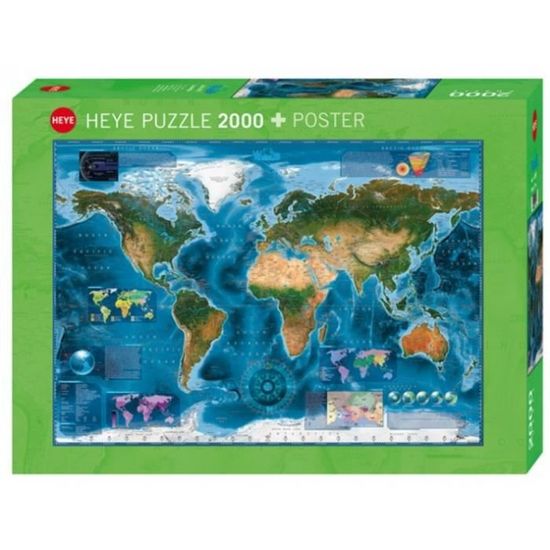 Puzzle Carte Satellite du Monde MERCIER - 2000 pièces - 68,8 x 96,6 cm