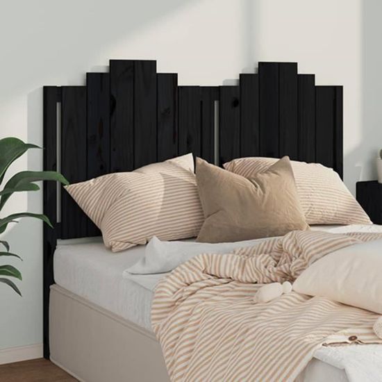Tête De Lit - SSS - Noir - Bois Massif - Design En Bois à Lattes