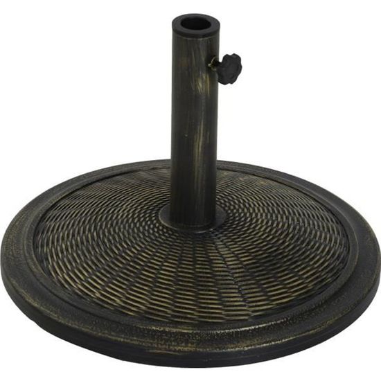 Pied de parasol rond base de lestage OUTSUNNY - Noir bronze - Ø 48 x 34 cm - Résine imitation rotin