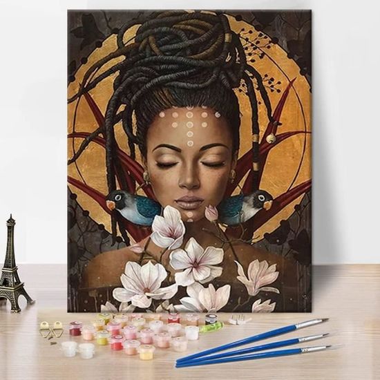 Tucocoo Kit Peinture Par Numéros Tête De Dame Style Moderne - Peinture Acrylique Pour Adultes 40,6 X 50,8 Cm Sans Cadre