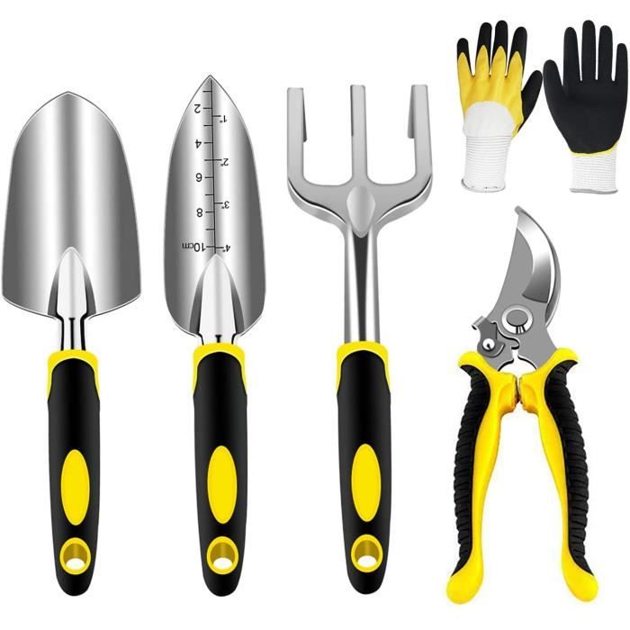 AGAKY Ensemble Outils Jardinage, Outils de Jardin en Têtes Robustes Aluminium et Poignées Ergonomiques, Outils de Jardinage avec Séc