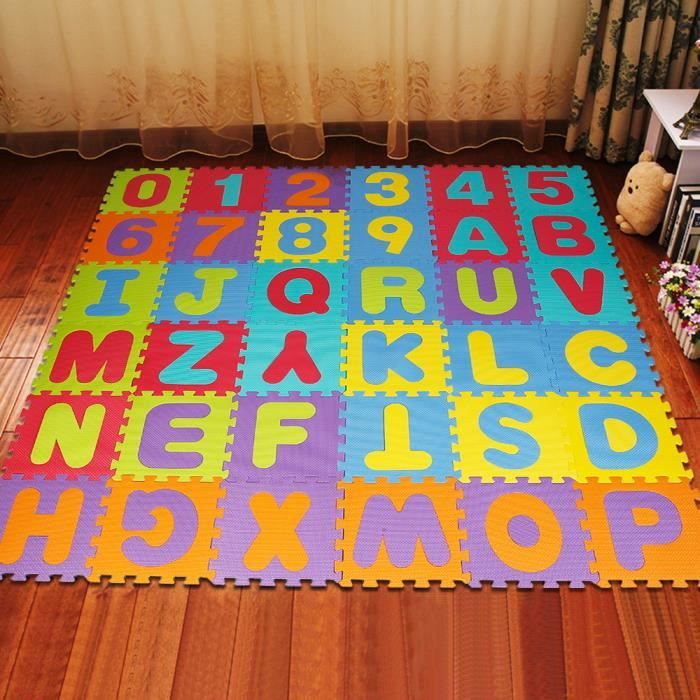 36 pcs Puzzle tapis mousse 32x32 cm - Jeu éducatif - Tapis de jeux 86 Pièces en Mousse