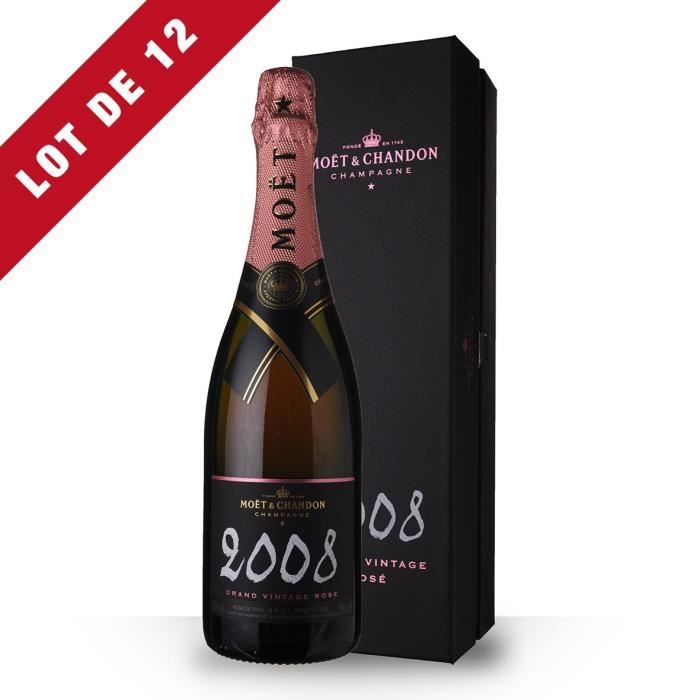 12X Moët et Chandon Grand Vintage 2008 Brut Rosé 75cl - Coffret - Champagne