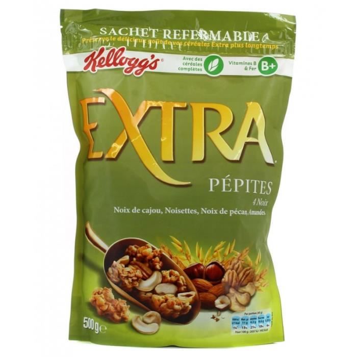 Kellogg’s Extra Pépites 4 Noix 500g (lot de 3)