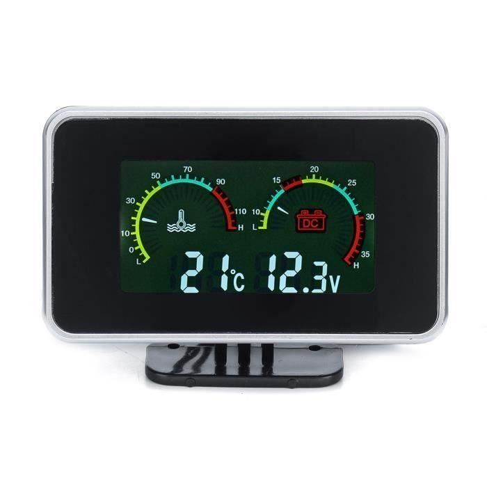 12V-24V 2in1 LCD M10 Tachymètre Manomètre Thermomètre Pression Jauge voiture numérique Digital avec sonnerie M10