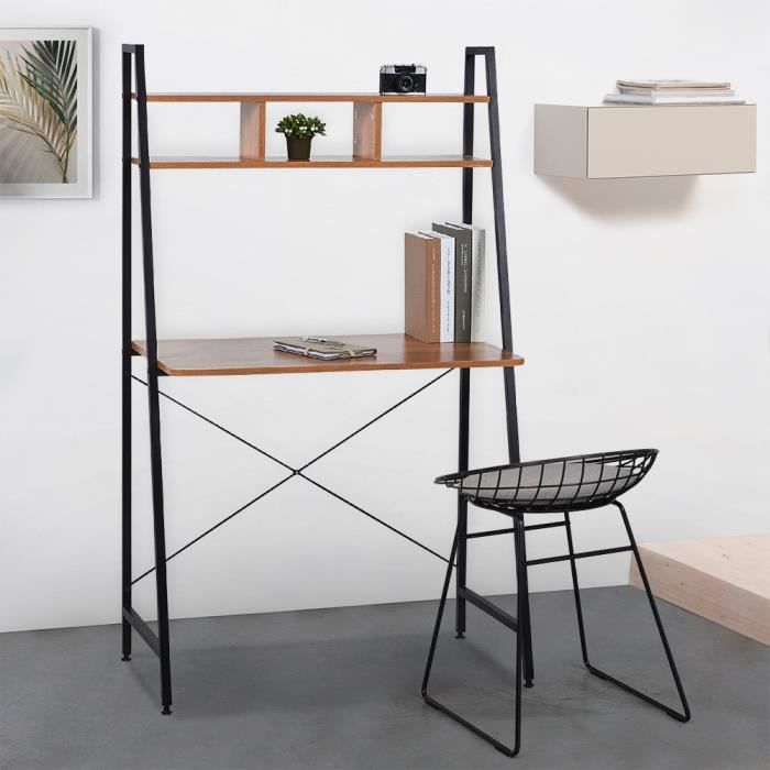 copy of Bureau industriel 120x60 bois acier avec étagère et étagères design minimaliste EMPIRE