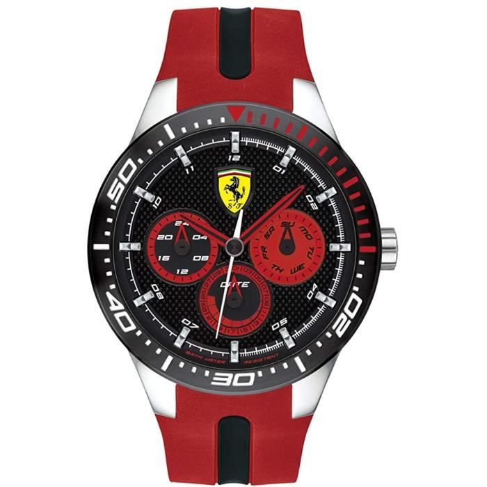 Ferrari-Montre Multi-Cadrans pour Hommes à movement Quartz en Silicone - 0830586