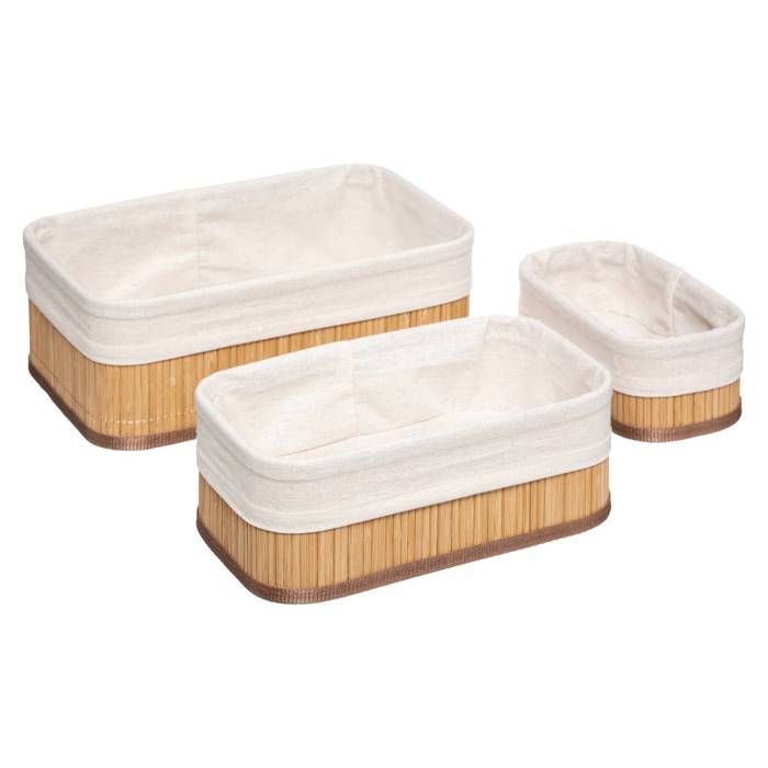 Five - Lot de 3 Paniers de rangement en Bambou naturel Beige