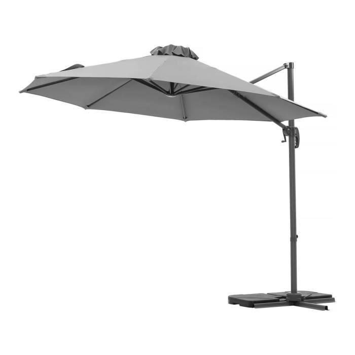 Parasol jardin -SUN- - Rond - Ø 3.5 m - Gris