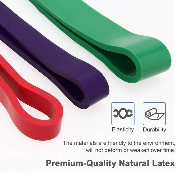 Bande de Résistance Élastique en Latex Naturel pour Musculation Pilates Yoga rouge