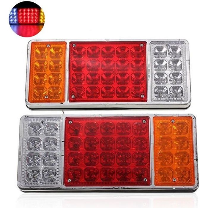 TD® Lot de 2 feux Arrières LED Indicateur Stop / 2 x 12 v 36 LED Feux Arrière Arrêt Indicateur Bateau Voiture Remorque Camion