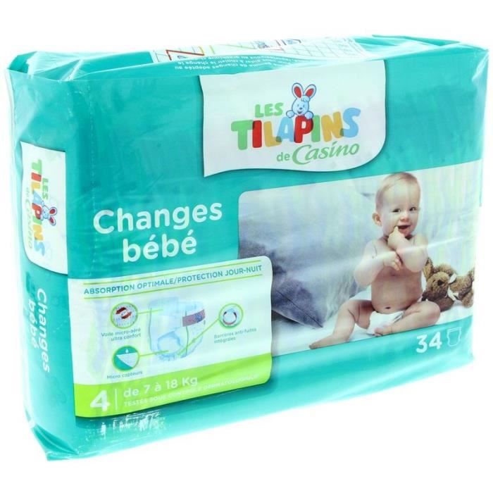 LES TILAPINS 34 Couches Taille 4 - 7 à 18 kg