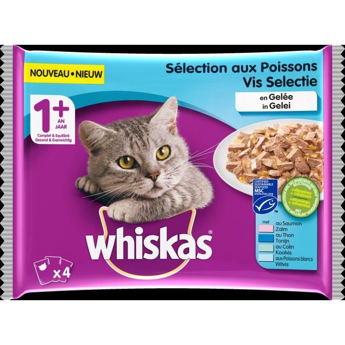 WHISKAS Gelée aux poisson pour chats 4x100g