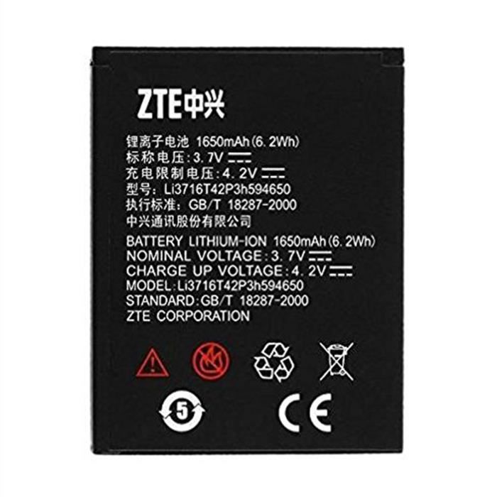 Batterie Originale ZTE model LI3716T42P3H594650 (1650 mAh)