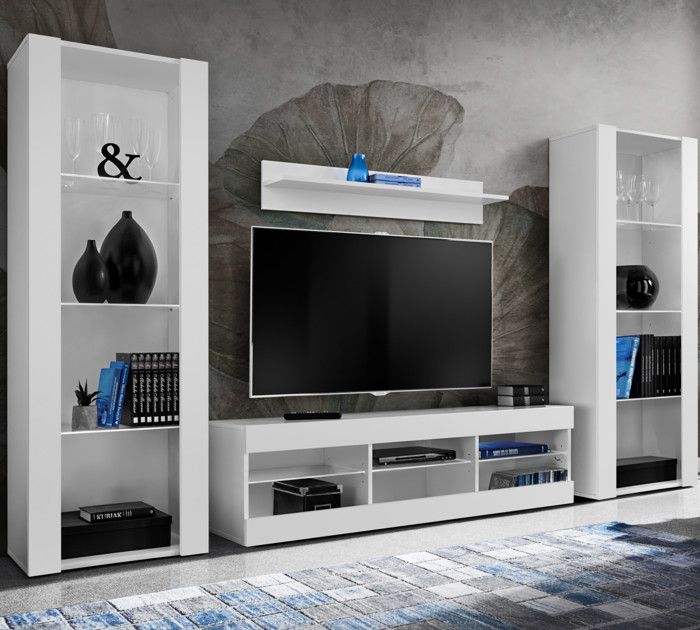 Meuble TV Tivoli Set Grande Komodee - sans LED - Blanc Mat et Blanc - Facades en Mat - 250 x 159 x 35 cm Meuble TV Tivoli Set Grande Komodee - sans LED - Blanc Mat et Blanc - Facades en Mat - 250 x 159 x 35 cm