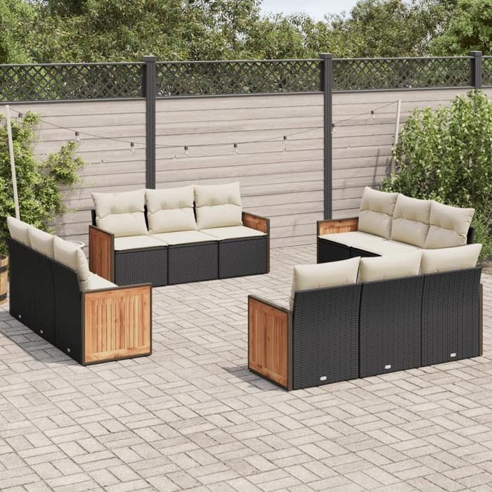 vidaXL Ensemble de jardin avec coussins 12 pièces
