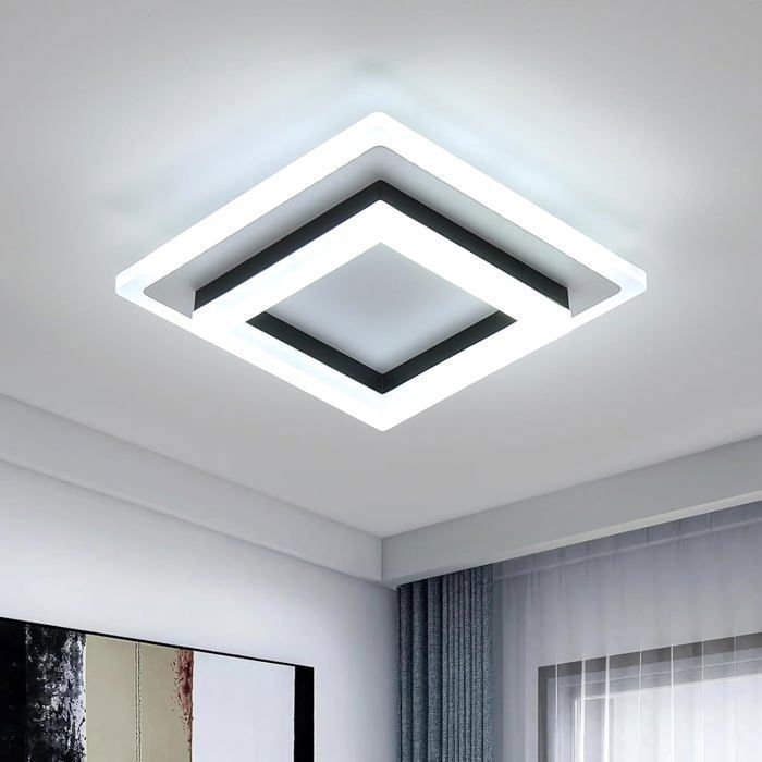 Luminaire Carré Blanc Mode Facile Style Nordique Plafonnier LED Pour Balcon Luminaire Plafonnier Cuisine Couloir De La Chambre Lumière Blanche Froide Lumière Chaude 20W (Lumière Chaude