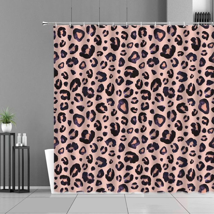 Rideau De Douche Léopard (182,9 X 182,9 Cm), Rideau De Douche Imprimé Léopard Noir En Tissu Polyester Pour Salle De Bain Avec 12 Crochets (imprimé