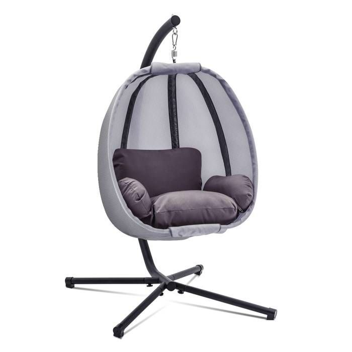 M MCombo 8072EY Fauteuil suspendu effet jungle avec structure en acier avec grands coussins panier suspendu balançoire suspendue