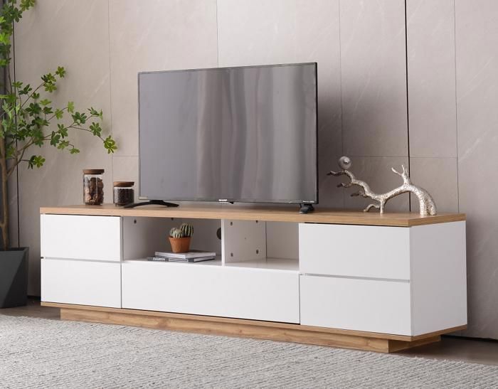 Meuble TV - PUGSDRLY - 180 cm - Blanc brillant - MDF - Style scandinave
