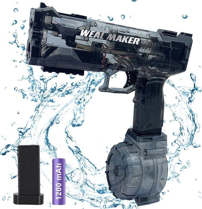 Pistolet à Eau Électrique - Autonomie 60min - Portée 10m - Pour Enfants & Adultes